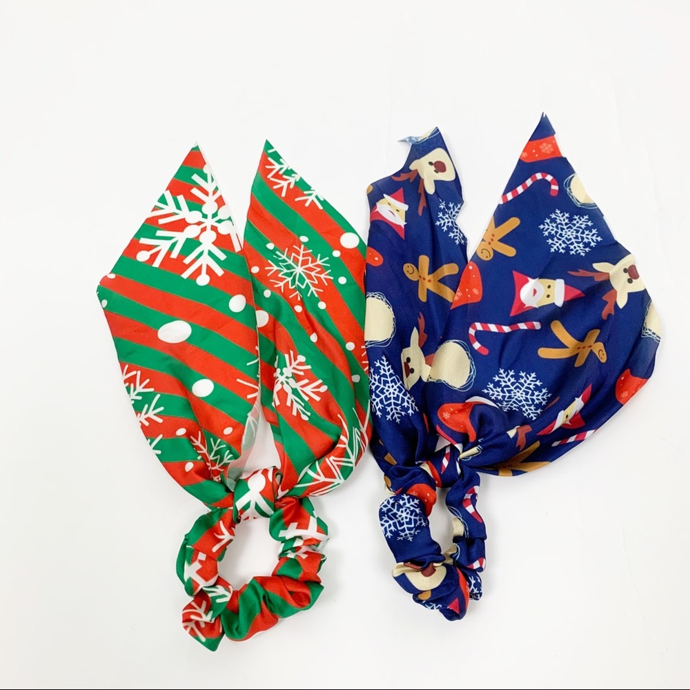 Set 2: Christmas Holiday Scrunchie Hair Ribbon - Picture 10 of 12